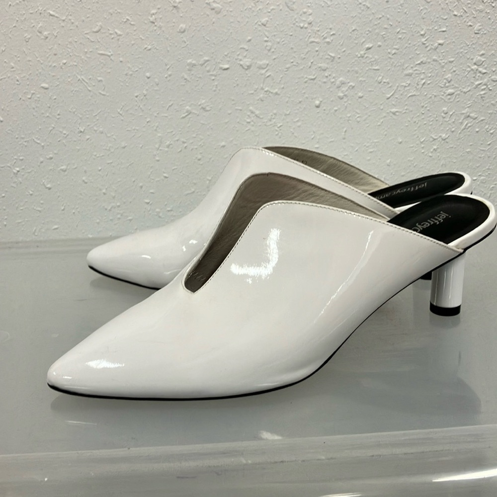 Jeffrey Campbell Saltaire Patent leather White Heeled Mules